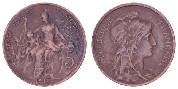 FRANCE 5 centimes 1916 / WWI issue / VF-