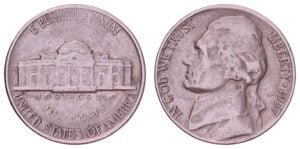 UNITED STATES OF AMERICA 5 cents 1957D / Jefferson Nickel / VF