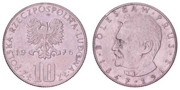 POLAND 10 zlotych 1976 / BolesĹ‚aw Prus / VF
