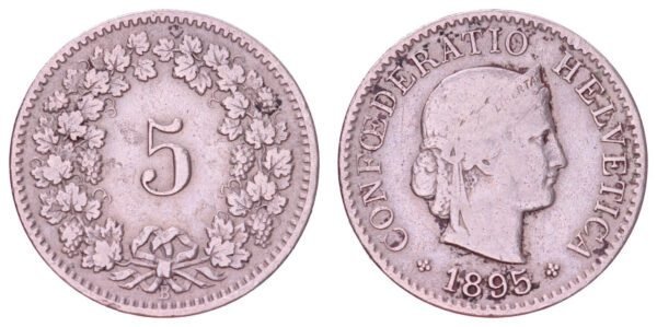 SWITZERLAND 5 rappen 1895 VF-
