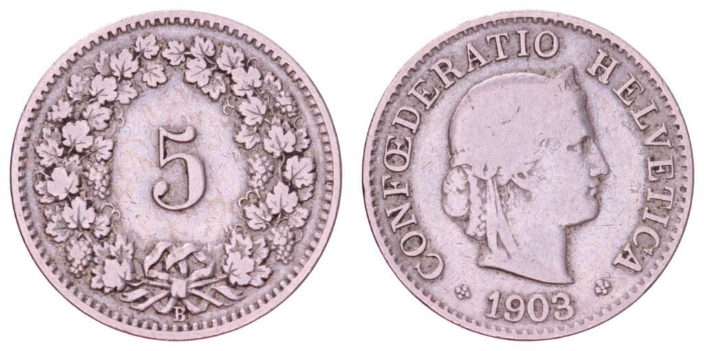 SWITZERLAND 5 rappen 1903 VF-
