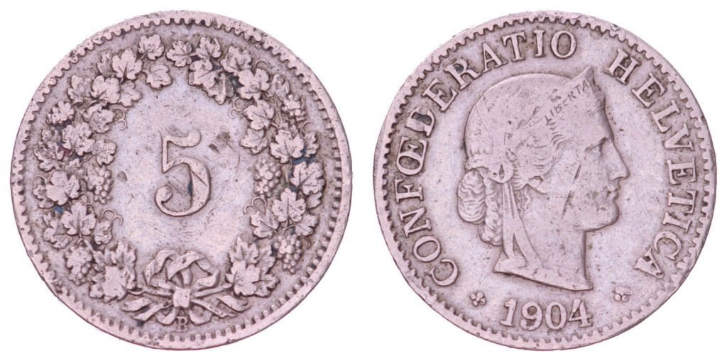 SWITZERLAND 5 rappen 1904 VF-