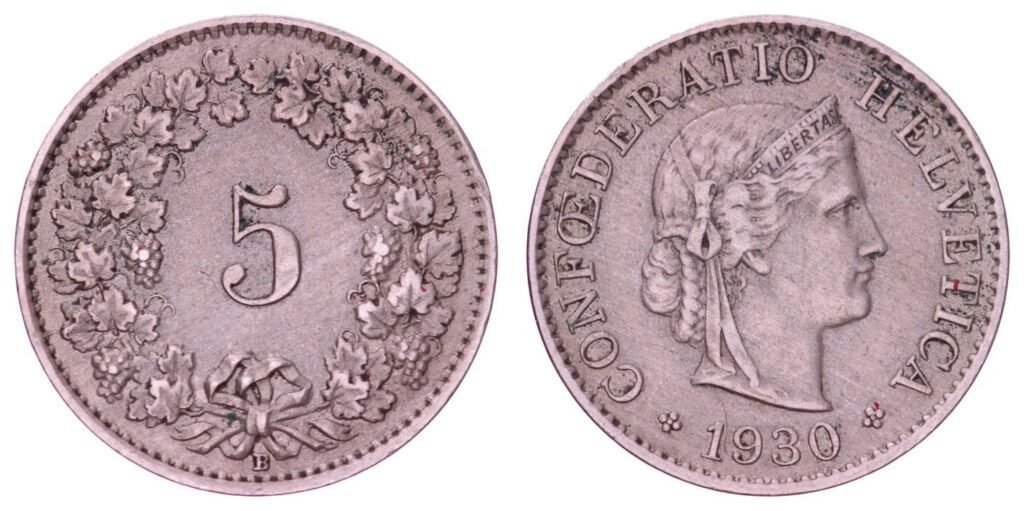 SWITZERLAND 5 rappen 1930 VF