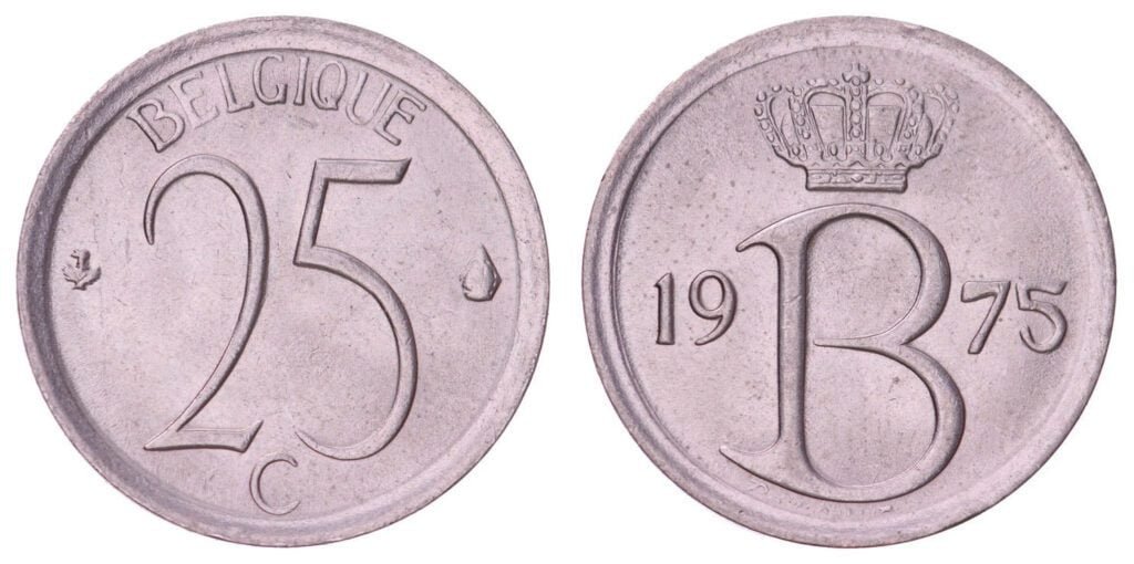 BELGIUM 25 centimes 1975 / French text / UNC