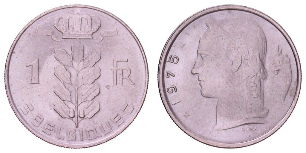 BELGIUM 1 franc 1975 / French text / UNC-