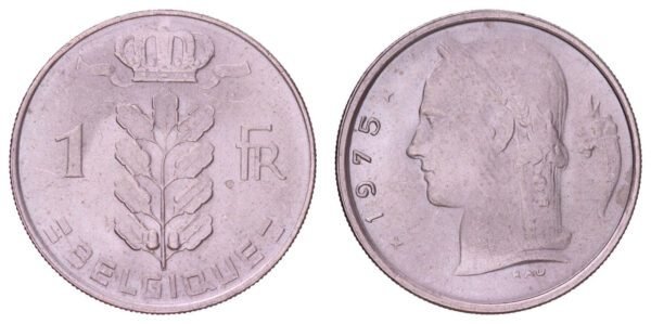 BELGIUM 1 franc 1975 / French text / UNC-