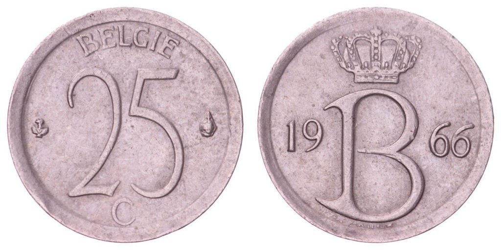 BELGIUM 25 centimes 1966 / Dutch text / VF+