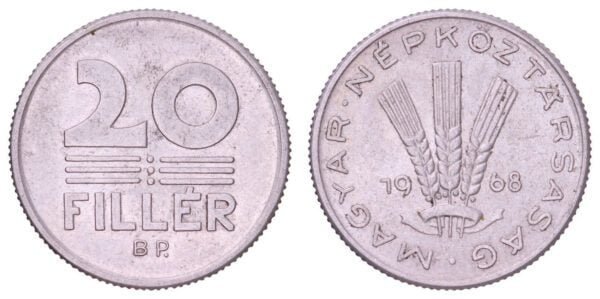 HUNGARY 20 filler 1968 VF+