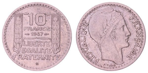 FRANCE 10 francs 1947B VF