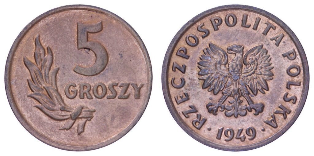 POLAND 5 groszy 1949 XF