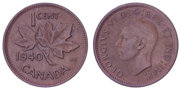 CANADA 1 cent 1940 VF+