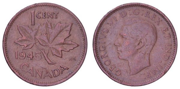 CANADA 1 cent 1945 VF