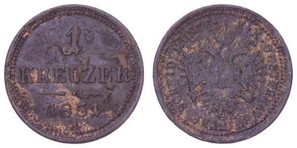 AUSTRIA 1 kreuzer 1851A F