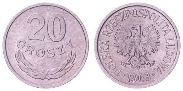 POLAND 20 groszy 1963 XF