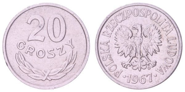 POLAND 20 groszy 1967 XF-