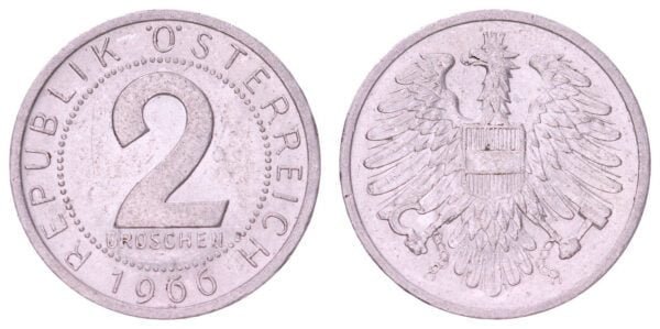AUSTRIA 2 groschen 1966 VF