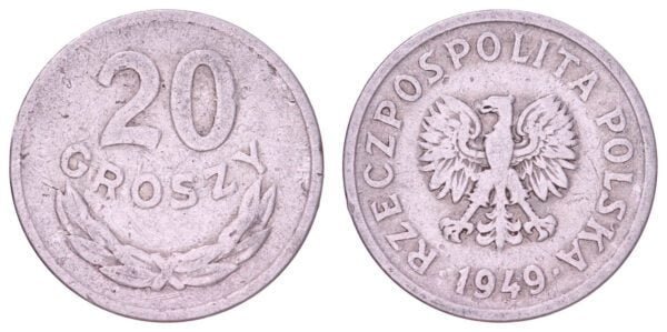 POLAND 20 groszy 1949 VF
