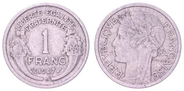 FRANCE 1 franc 1947B VF