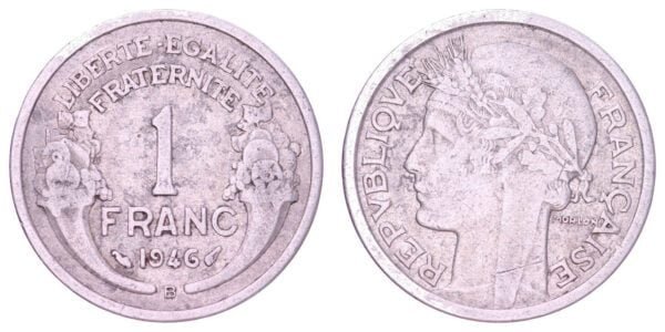 FRANCE 1 franc 1946B VF