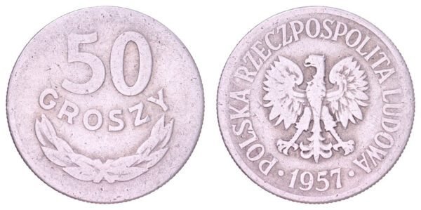 POLAND 50 groszy 1957 VF-