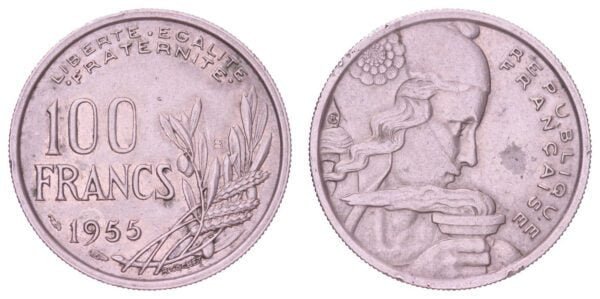FRANCE 100 francs 1955B VF+