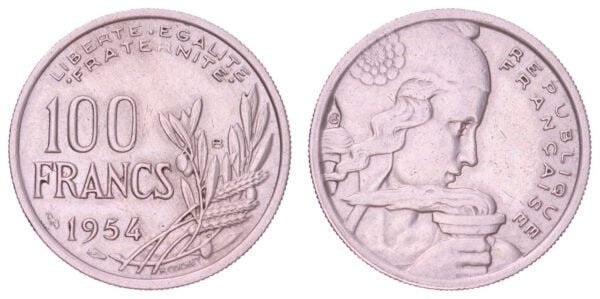 FRANCE 100 francs 1954B VF