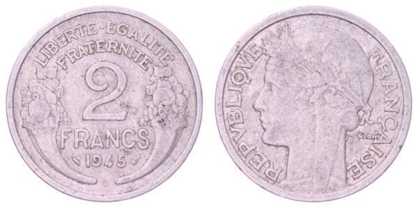 FRANCE 2 francs 1945 VF