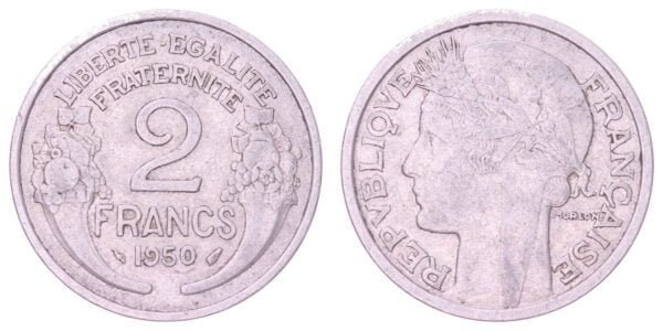FRANCE 2 francs 1950 VF