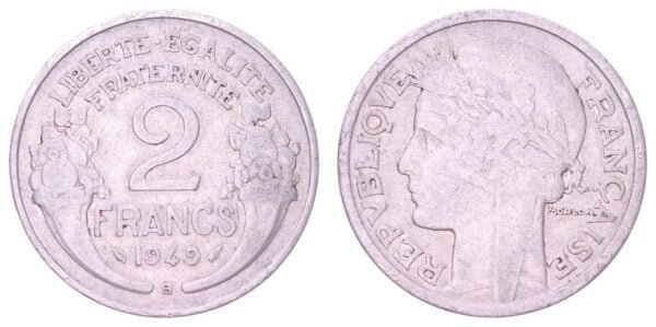 FRANCE 2 francs 1949B VF