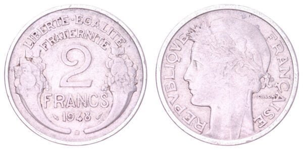 FRANCE 2 francs 1948B VF