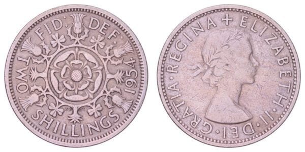 GREAT BRITAIN 2 shillings 1954 VF