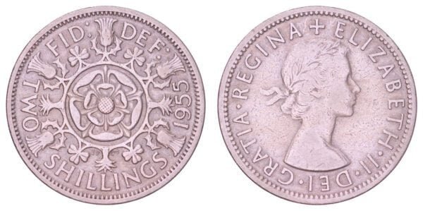 GREAT BRITAIN 2 shillings 1955 VF