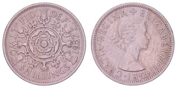 GREAT BRITAIN 2 shillings 1957 VF