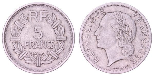 FRANCE 5 francs 1948 VF
