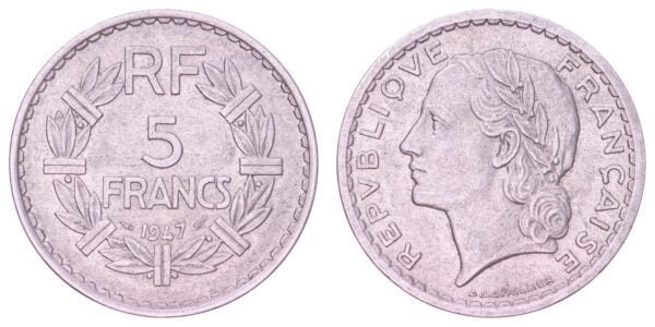 FRANCE 5 francs 1947 VF