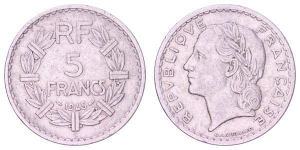 FRANCE 5 francs 1945 VF