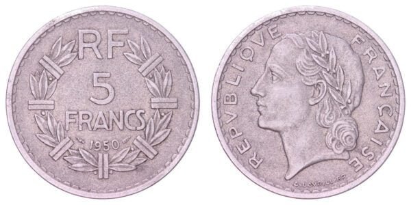 FRANCE 5 francs 1950 VF
