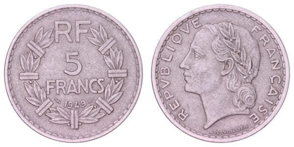 FRANCE 5 francs 1949 VF