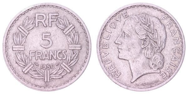FRANCE 5 francs 1950B VF