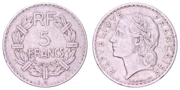 FRANCE 5 francs 1949B VF