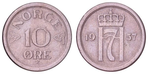 NORWAY 10 ore 1957 VF