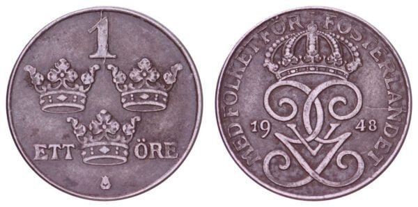 SWEDEN 1 ore 1948 VF