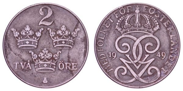 SWEDEN 2 ore 1949 VF