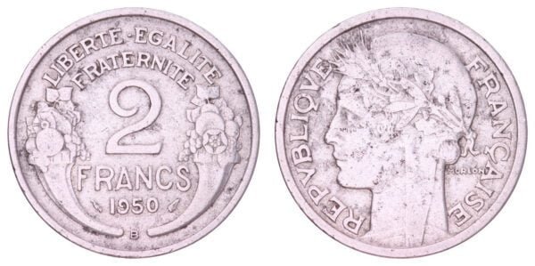 FRANCE 2 francs 1950B VF-