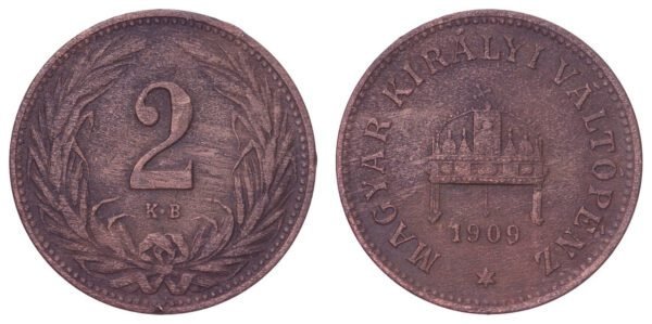 HUNGARY 2 filler 1909 VF