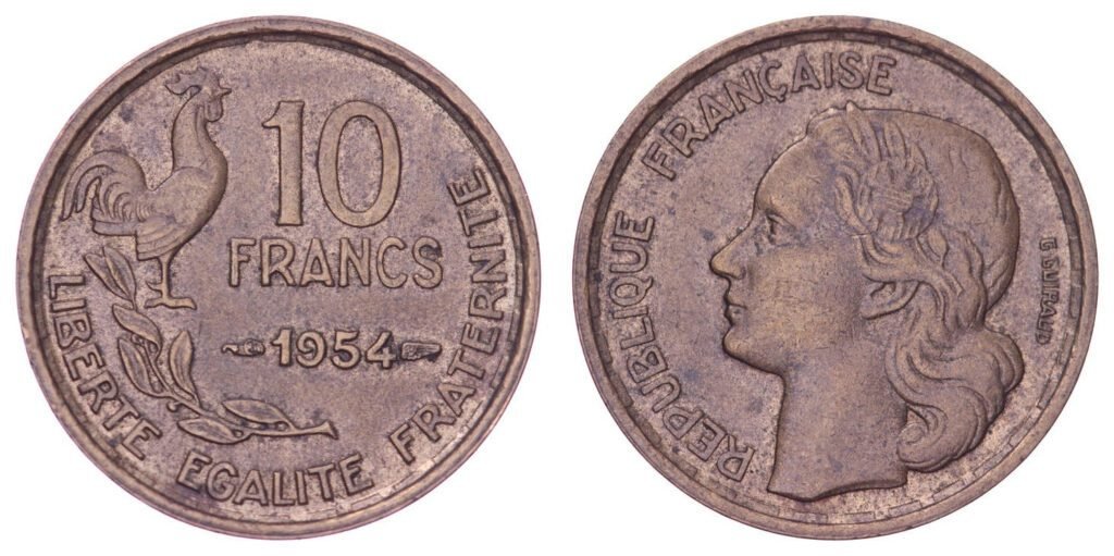 FRANCE 10 francs 1954 / key date / VF