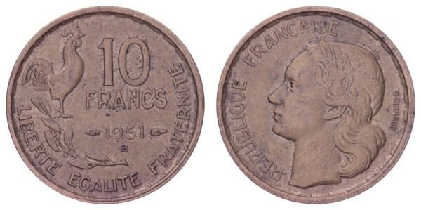 FRANCE 10 francs 1951B VF