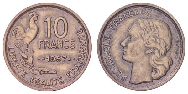 FRANCE 10 francs 1957 VF