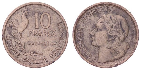 FRANCE 10 francs 1951 VF