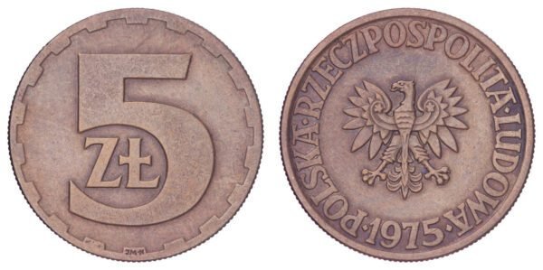 POLAND 5 zlotych 1975 VF